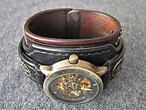 Náramky - Steampunk hodinky hnedo čierne antialergické - 7680501_