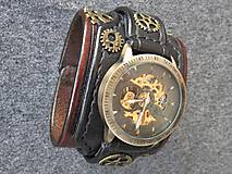 Náramky - Steampunk hodinky hnedo čierne antialergické - 7680503_