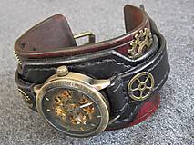 Náramky - Steampunk hodinky hnedo čierne antialergické - 7680511_
