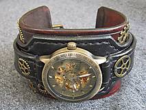 Náramky - Steampunk hodinky hnedo čierne antialergické - 7680519_