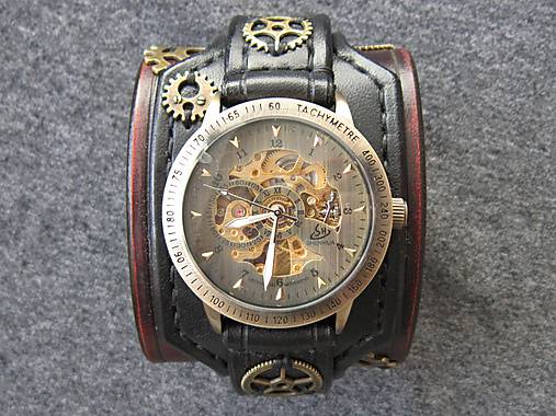 Steampunk hodinky hnedo čierne antialergické