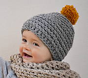 Detské čiapky - Mini...šedá - 7683655_