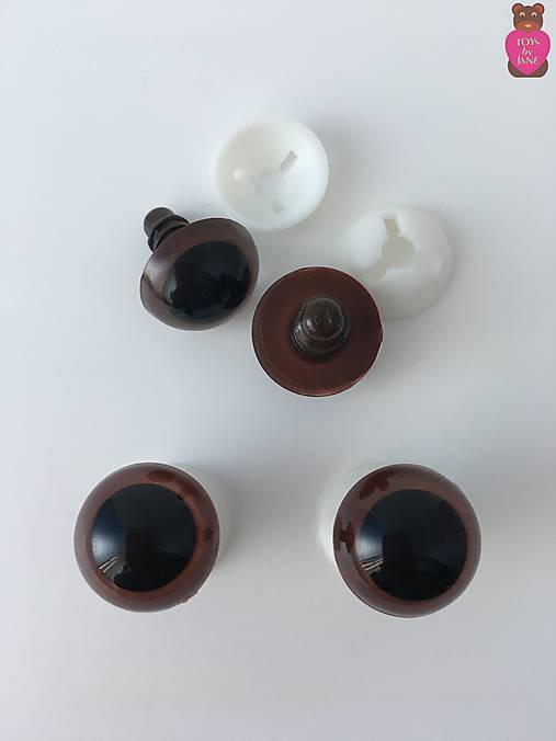 Komponenty - Bezpečnostné oči (pár)- hnedé 18mm - 7689694_
