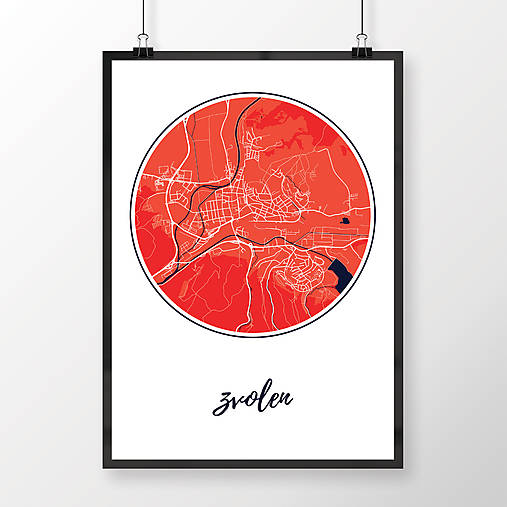 Grafika - ZVOLEN, okrúhly, červený - 7692110_