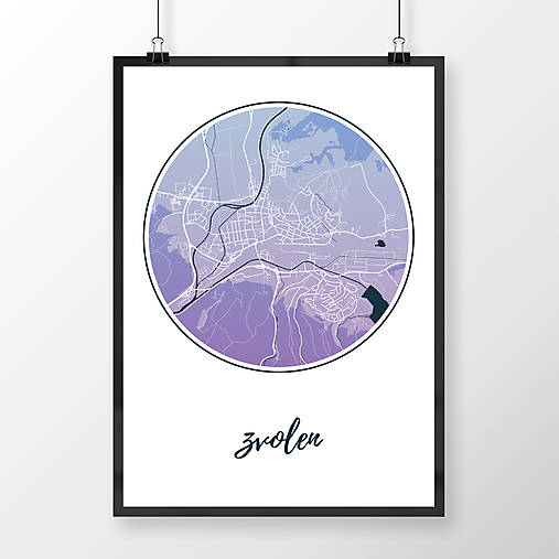 Grafika - ZVOLEN, okrúhly, modro-fialový - 7692206_