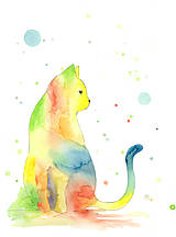 Kresby - Color cat, akvarel, kresba - 7691642_