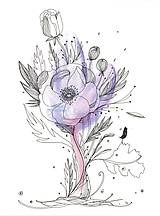 Kresby - Kvetiny V, akvarel, kresba - 7691756_