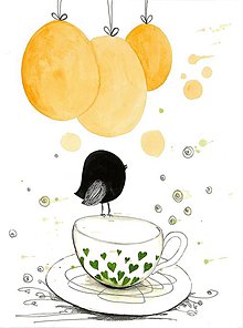 Kresby - Tea time 2, akvarel, kresba - 7693909_