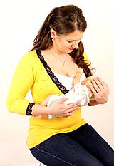 Oblečenie na dojčenie - Dojčiace tričko 3v1, 3/4 rukáv- V - s čipkou - 7696868_