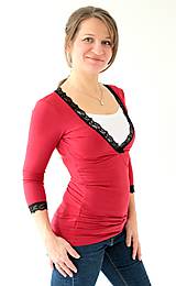 Oblečenie na dojčenie - Dojčiace tričko 3v1, 3/4 rukáv- V - s čipkou - 7696889_