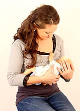 Oblečenie na dojčenie - Dojčiace tričko 3v1, 3/4 rukáv- V - s čipkou - 7696966_