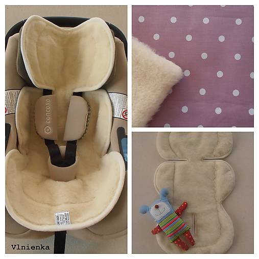 Detský textil - Podložka do autosedačky 0-13kg MERINO BODKA ružová - 7698176_