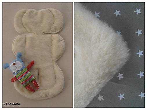 Detský textil - Ovčie rúno podložka do autosedačky 0-13kg MERINO Hviezdička sivá - 7698326_