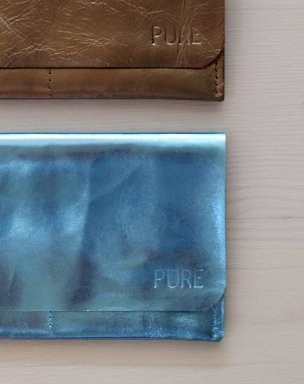 Kožené púzdro na doklady SPARKLE BLUE / GOLD