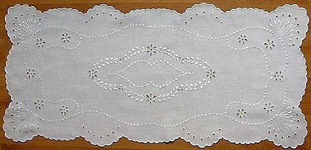 Úžitkový textil - Vyšívané prestieranie - richelieu, biela, 82 x 38 cm - 7695022_