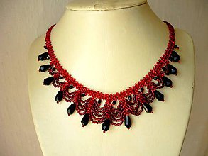 Náhrdelníky - Červený plesový náhrdelník - chir. ocel - 7701242_