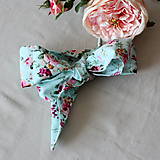 Detské doplnky - Dievčenská textilná čelenka Vintage ruže v modrom - 7704838_