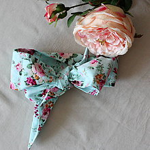 Detské doplnky - Dievčenská textilná čelenka Vintage ruže v modrom - 7704839_