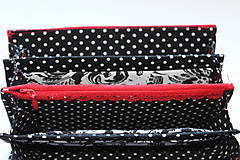 Peňaženky - Peňaženka čierno-biela...červená - 7710503_