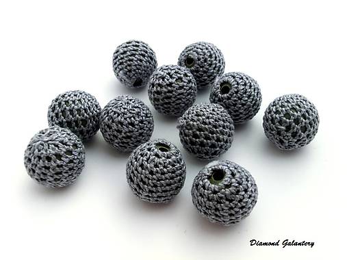 Korálky - Obhačkovaná korálka - šedá 20 mm - 7712463_