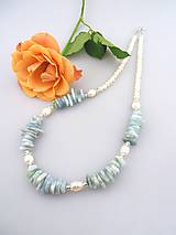 Náhrdelníky - akvamarín perly striebro náhrdelník - 7710776_