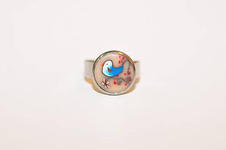 Prstene - Vtáčik v modrom šate - prsteň - 7717717_