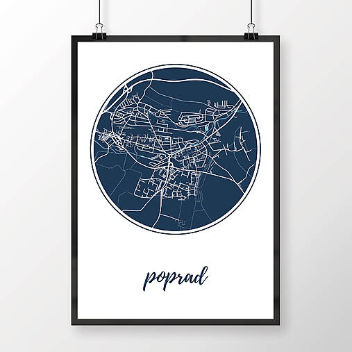 Grafika - POPRAD, okrúhly, tmavomodrý - 7718252_