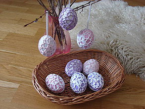 Dekorácie - vajíčka "ružovo levandulové" - 7720561_