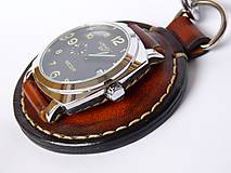 Náramky - Vreckové kožené hodinky hnedo-čierne - 7723181_