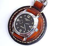 Náramky - Vreckové kožené hodinky hnedo-čierne - 7723185_