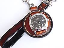 Náramky - Vreckové kožené hodinky hnedo-čierne - 7723194_