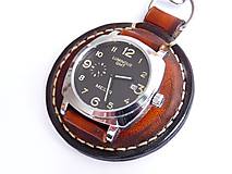 Náramky - Vreckové kožené hodinky hnedo-čierne - 7723196_