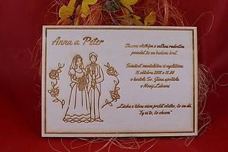 Papiernictvo - Drevené svadobné oznamenie gravírované 2 - 7727928_