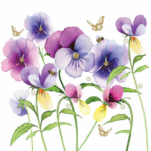  - Servítka "Violet Pansies" - 7730245_
