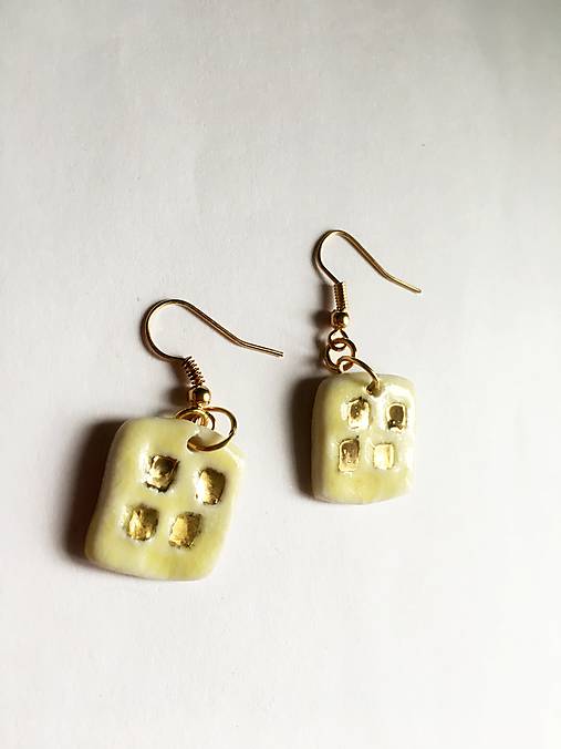 Náušnice - zlaté štvorčeky - 7731977_