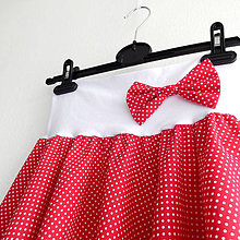 Sukne - Červená drobně puntíkovaná sukně - 7735664_