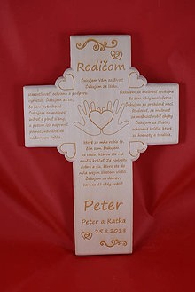 Tabuľky - Drevený svadobný križik ako poďakovanie rodičom 3 - 7731715_
