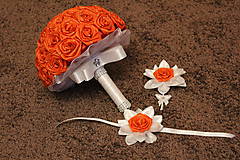 Kytice pre nevestu - Svadobná kytica z červených ruží - set - 7742900_