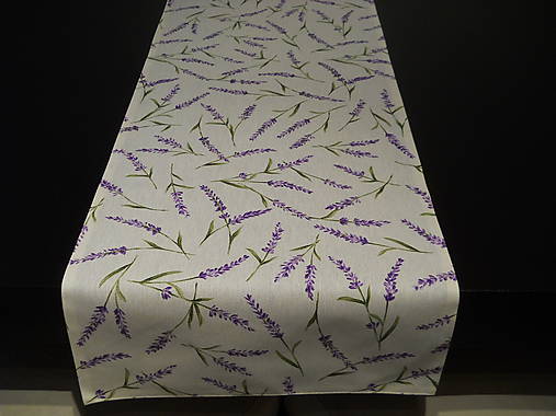 Úžitkový textil - Štóla - Levanduľa na smotanovom podklade - 7742529_