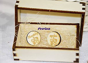 Pánske šperky - Okrúhle drevené manžetky v drevenej krabičke - Navždy spolu - 7743530_