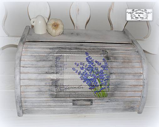 Nádoby - Chlebník Lavender bielo-šedy :) - 7742367_