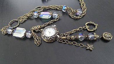 Náhrdelníky - vintage hodinový náhrdelník - 7744682_