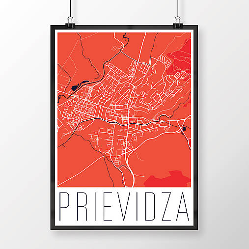 Grafika - PRIEVIDZA, moderná, červená - 7754052_