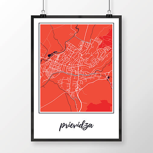 Grafika - PRIEVIDZA, klasická, červená - 7754059_