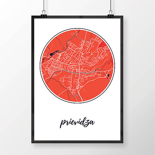 Grafika - PRIEVIDZA, okrúhla, červená - 7754074_