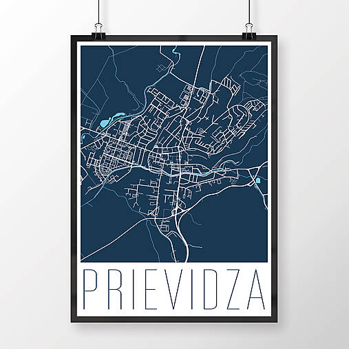 Grafika - PRIEVIDZA, moderná, tmavomodrá - 7754084_