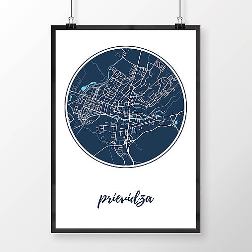 Grafika - PRIEVIDZA, okrúhla, tmavomodrá - 7754093_