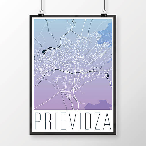 Grafika - PRIEVIDZA, moderná, modro-fialová - 7754107_