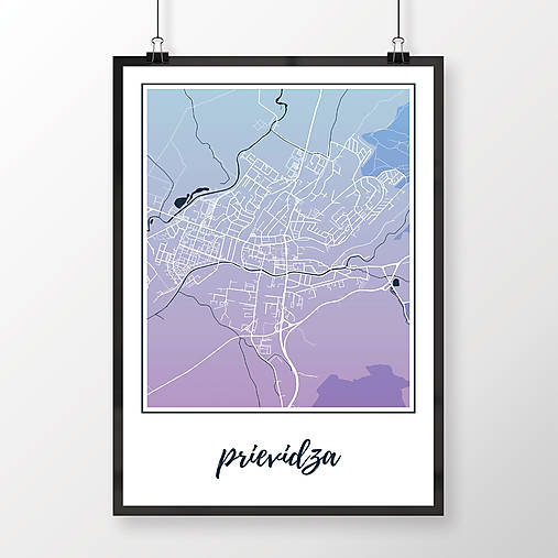 Grafika - PRIEVIDZA, klasická, modro-fialová - 7754116_
