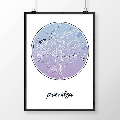 Grafika - PRIEVIDZA, okrúhla, modro-fialová - 7754122_